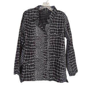 Snapdragon & Twig long sleeve black white‎ button front Women's Blouse size S